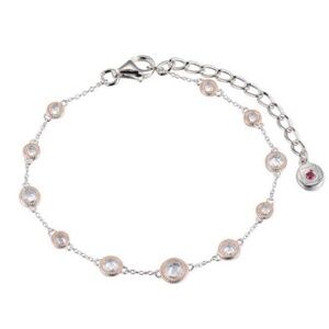 ELLE Sterling Silver Rhodium Plated Faceted Cubic Zirconia 11-CZ Bracelet 925
